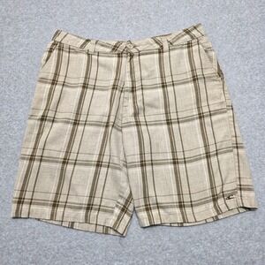 ONeill Men's Plaid Chino Shorts Size 36 Tan Brown Casual Beach Street Wear